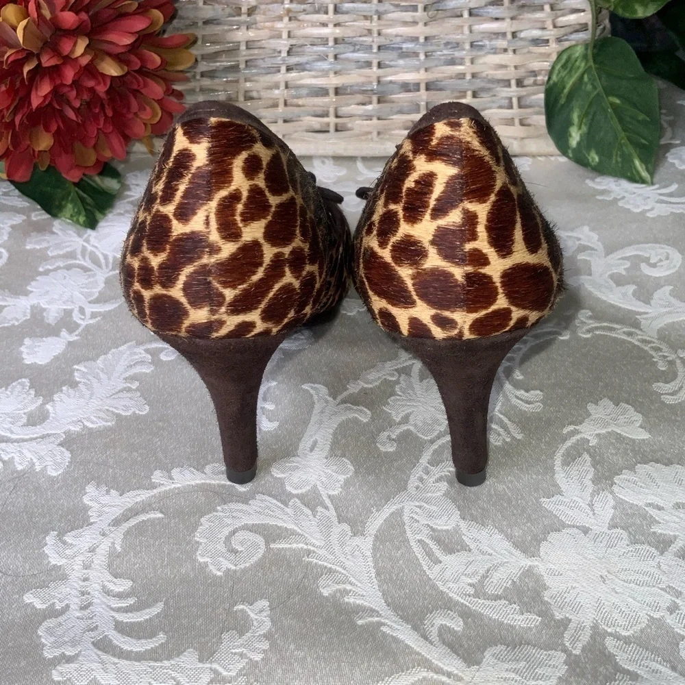 Alex Marie 3” Giraffe Velvet Peep Toe Party Heels Size 6.5 - Picture 5 of 11
